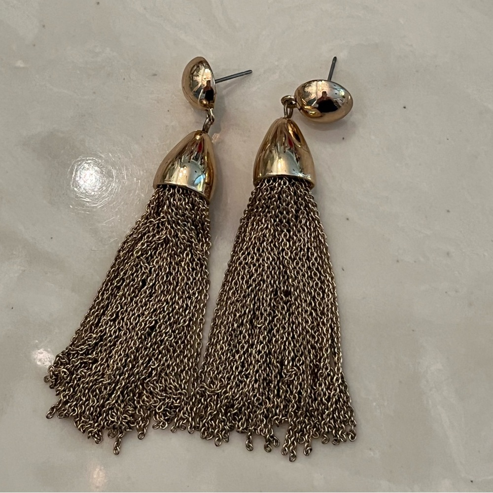 BaubleBar Gold Tassel Earrings
